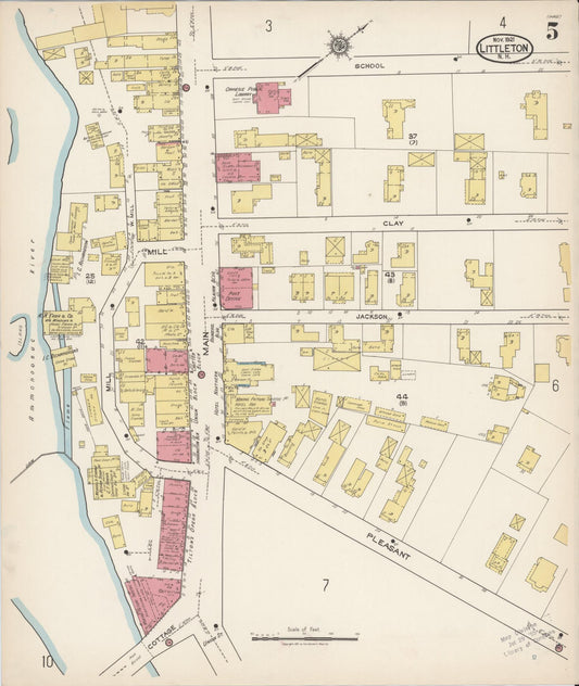 Sanborn Fire Insurance Map from Littleton, Grafton County, New Hampshire (1921), Sheet #0005 - Historic Sanborn Fire Insurance Map Print, vintage old map wall art, antique decor, genealogy gift, New Hampshire New Hampshire map