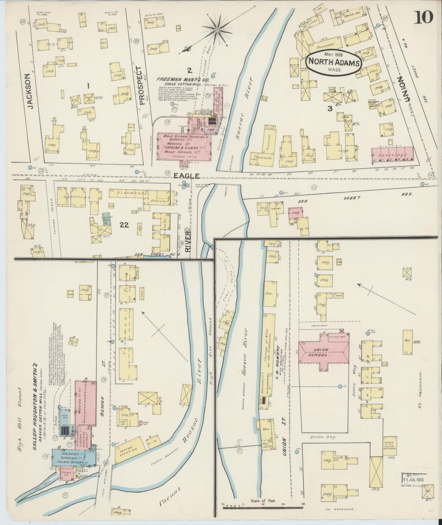 Sanborn Fire Insurance Map from North Adams, Berkshire County, Massachusetts (1888), Sheet #0010 - Complete Map Set gallery image, historic Sanborn map, vintage wall art, Massachusetts Massachusetts