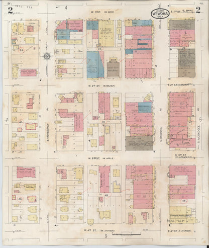 Sanborn Fire Insurance Map from Wewoka, Seminole County, Oklahoma (1945), Sheet #0002 - Complete Map Set gallery image, historic Sanborn map, vintage wall art, Oklahoma Oklahoma