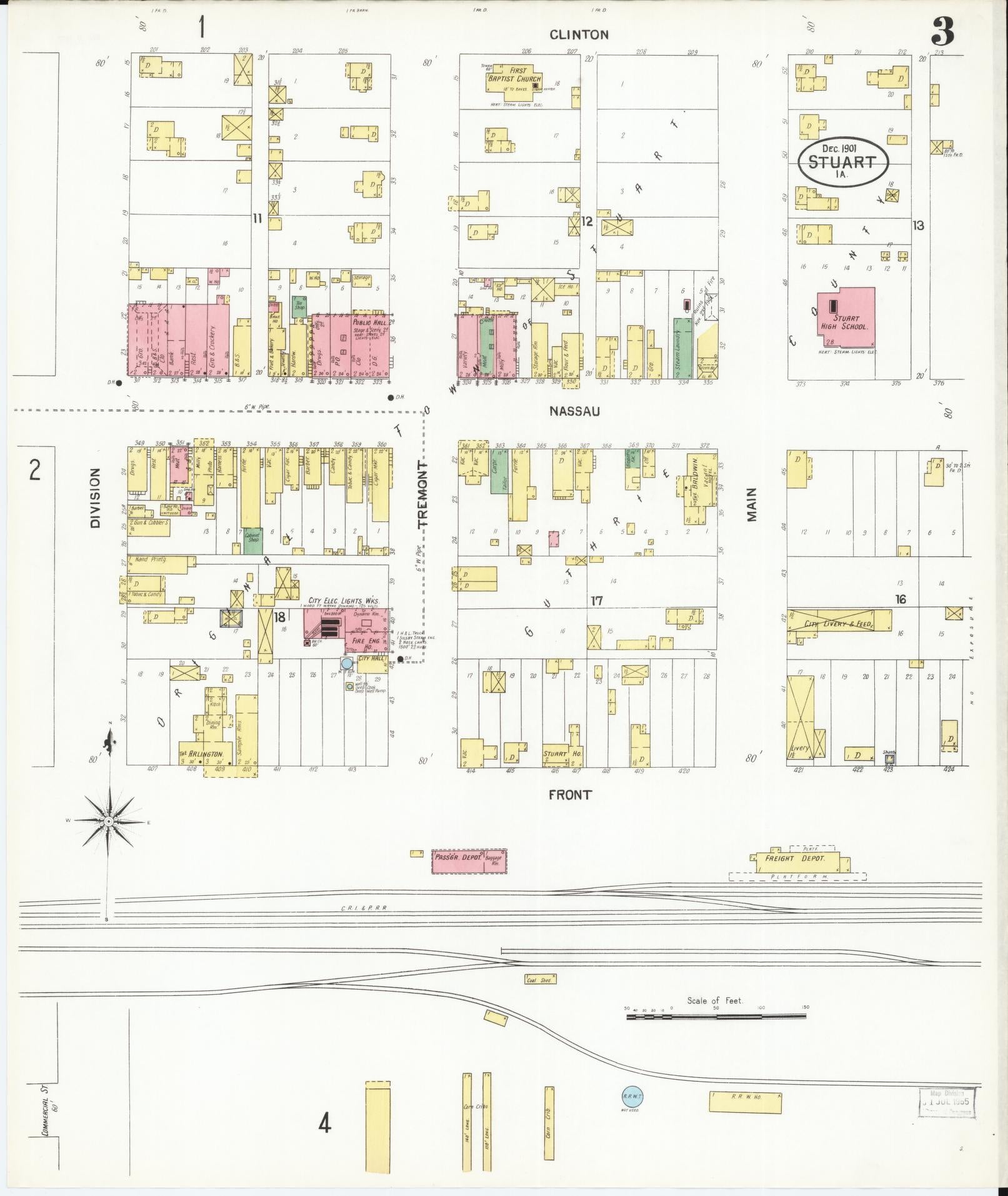 Sanborn Fire Insurance Map from Stuart, Guthrie and Adair Counties, Iowa (1901), Sheet #0003 - Historic Sanborn Fire Insurance Map Print