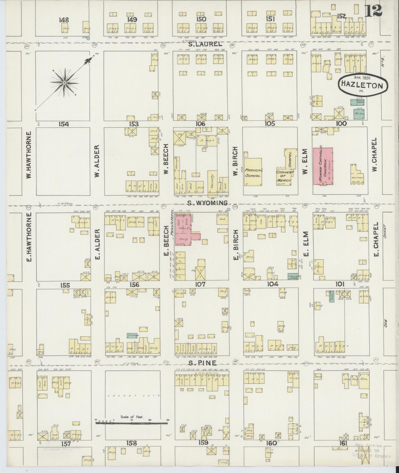Sanborn Fire Insurance Map from Hazleton, Luzerne County, Pennsylvania (1891), Sheet #0012 - Complete Map Set gallery image, historic Sanborn map, vintage wall art, Pennsylvania Pennsylvania