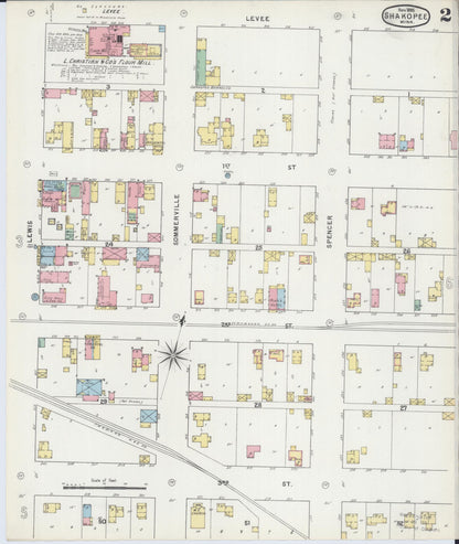 Sanborn Fire Insurance Map from Shakopee, Scott County, Minnesota (1895), Sheet #0002 - Historic Sanborn Fire Insurance Map Print, vintage old map wall art, antique decor, genealogy gift, Minnesota Minnesota map
