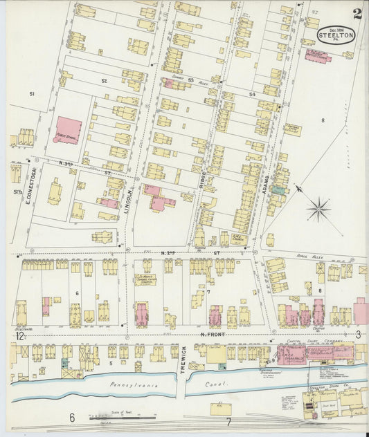 Sanborn Fire Insurance Map from Steelton, Dauphin County, Pennsylvania (1896), Sheet #0002 - Historic Sanborn Fire Insurance Map Print, vintage old map wall art, antique decor, genealogy gift, Pennsylvania Pennsylvania map