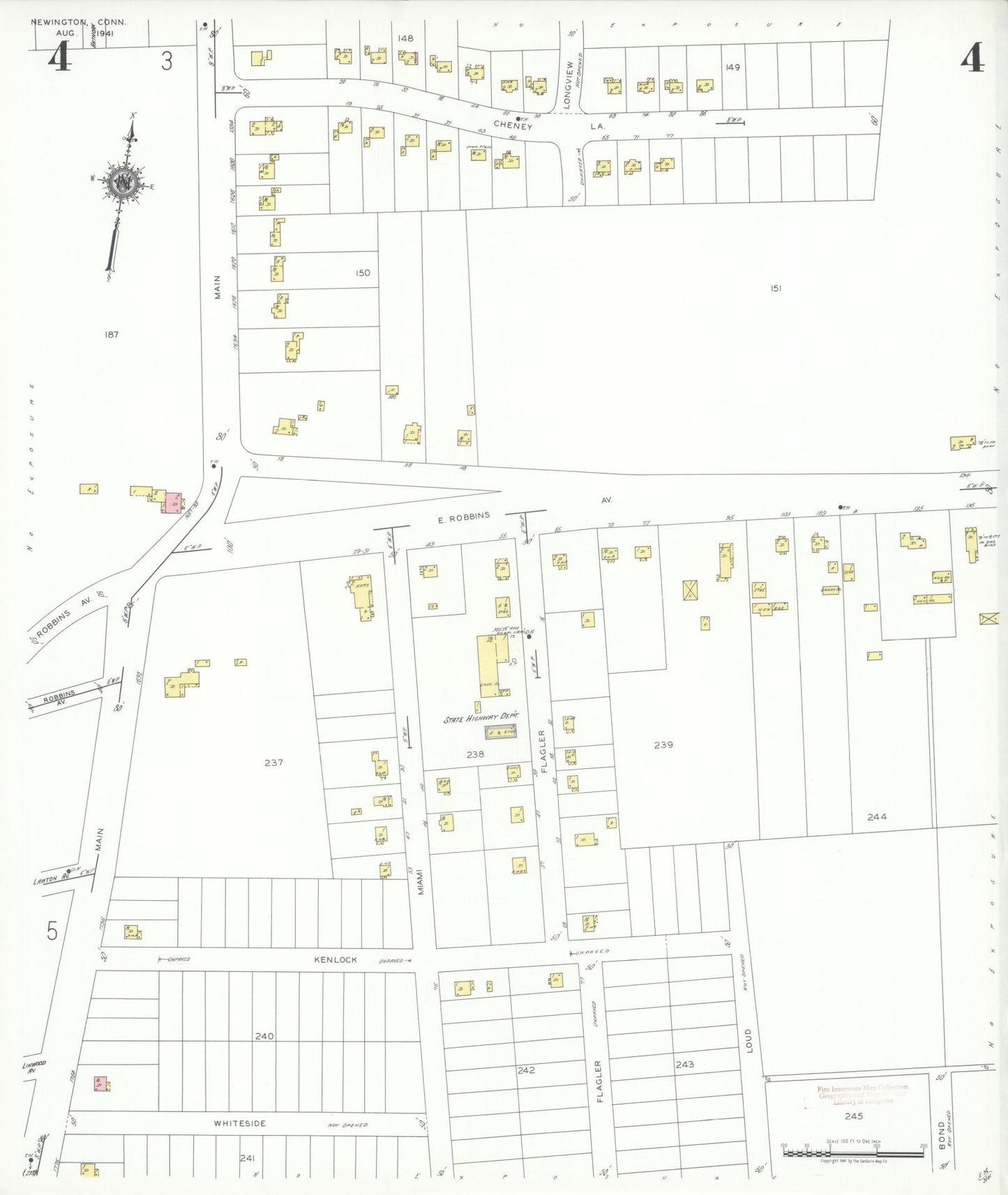 Sanborn Fire Insurance Map from Newington, Hartford County, Connecticut (1941), Sheet #0004 - Historic Sanborn Fire Insurance Map Print, vintage old map wall art, antique decor, genealogy gift, Connecticut Connecticut map