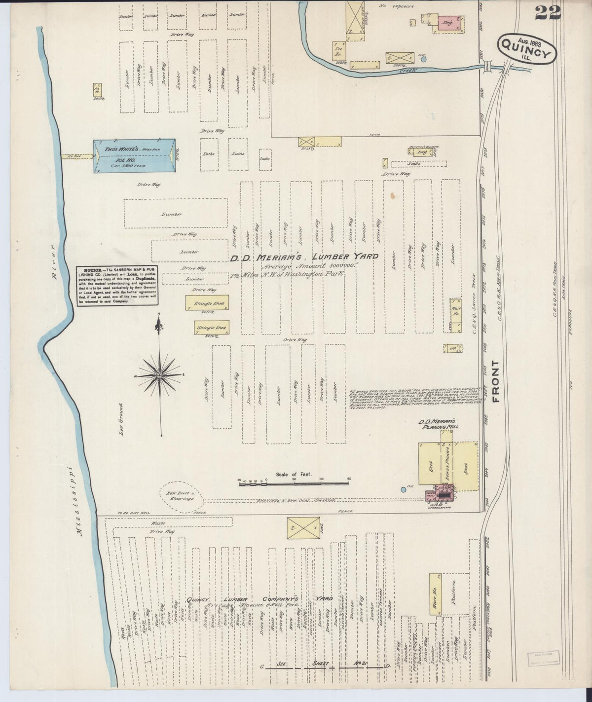 Sanborn Fire Insurance Map from Quincy, Adams County, Illinois (1883), Sheet #0022 - Complete Map Set gallery image, historic Sanborn map, vintage wall art, Illinois Illinois