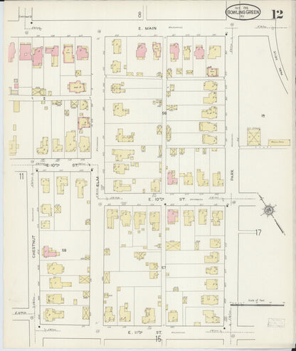 Sanborn Fire Insurance Map from Bowling Green, Warren County, Kentucky (1914), Sheet #0012 - Complete Map Set gallery image, historic Sanborn map, vintage wall art, Kentucky Kentucky