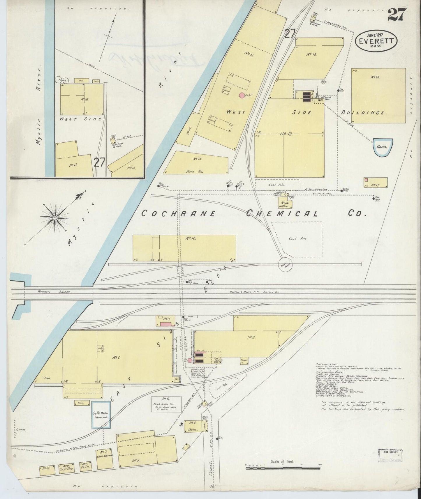 Sanborn Fire Insurance Map from Everett, Middlesex County, Massachusetts (1897), Sheet #0027 - Complete Map Set gallery image, historic Sanborn map, vintage wall art, Massachusetts Massachusetts
