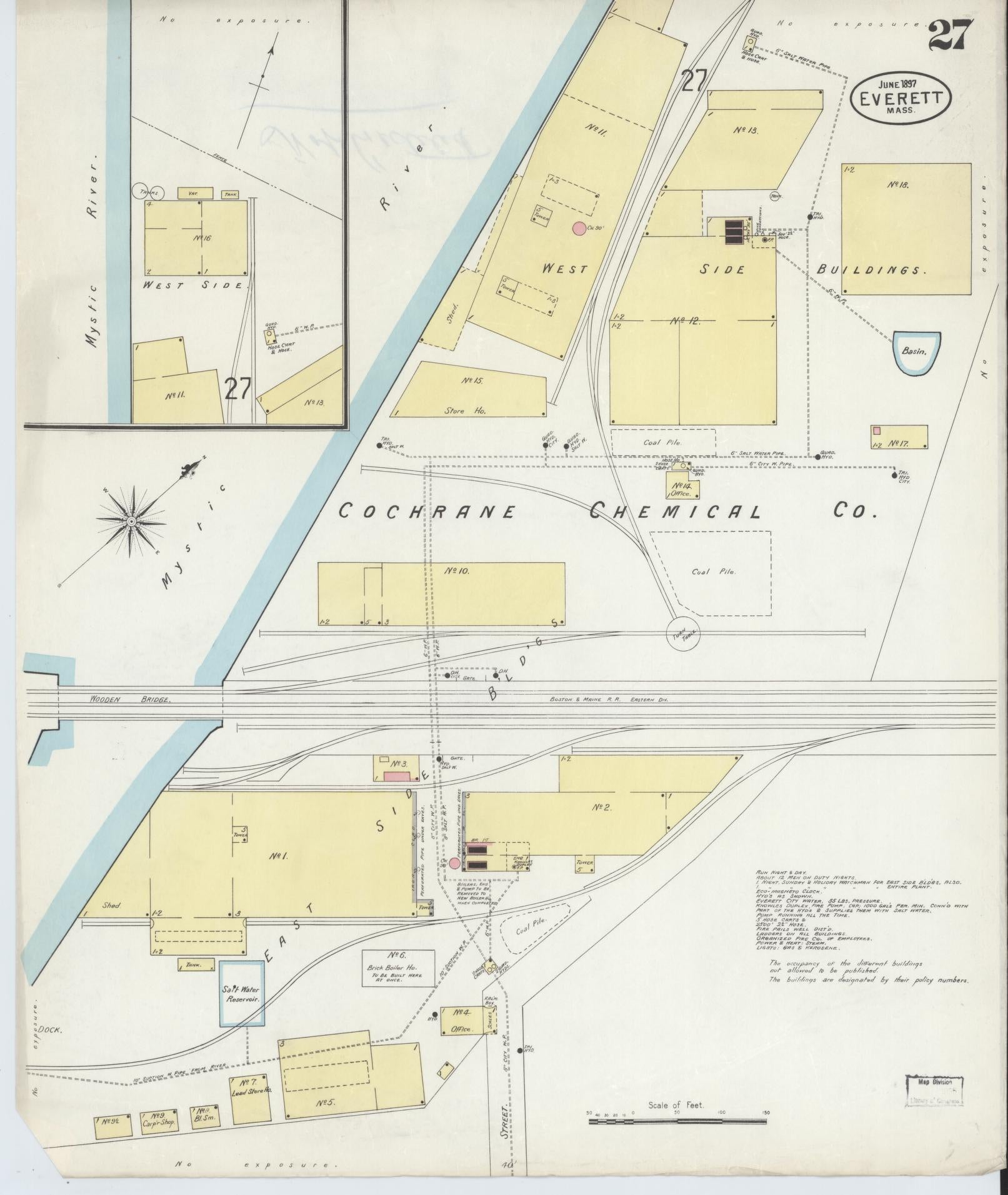 Sanborn Fire Insurance Map from Everett, Middlesex County, Massachusetts (1897), Sheet #0027 - Complete Map Set gallery image, historic Sanborn map, vintage wall art, Massachusetts Massachusetts