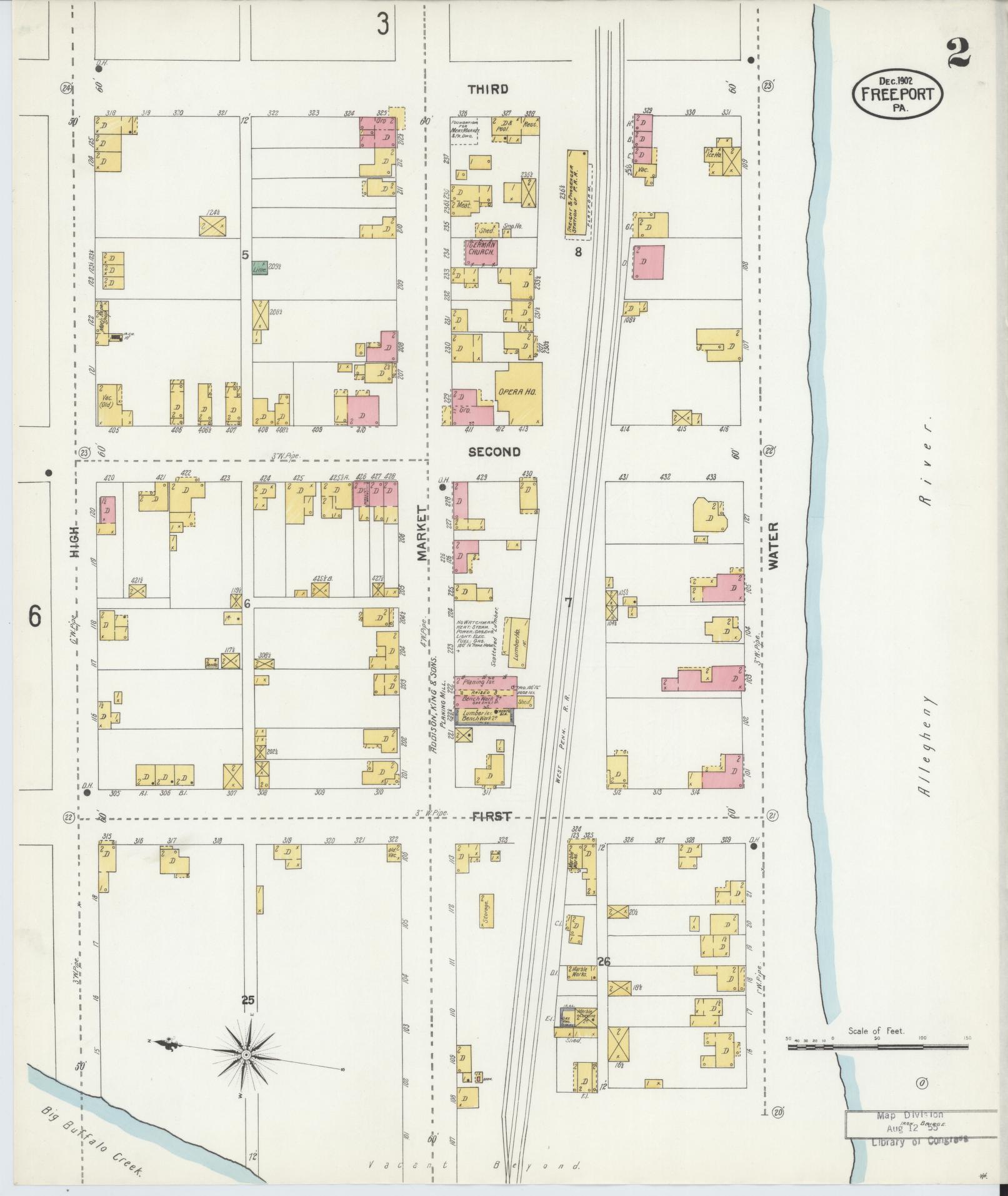 Sanborn Fire Insurance Map from Freeport, Armstrong County, Pennsylvania (1902), Sheet #0002 - Historic Sanborn Fire Insurance Map Print, vintage old map wall art, antique decor, genealogy gift, Pennsylvania Pennsylvania map