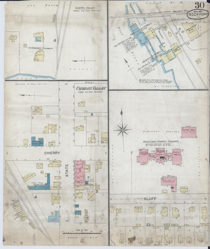 Sanborn Fire Insurance Map from Rockford, Winnebago County, Illinois (1891), Sheet #0030 - Complete Map Set gallery image, historic Sanborn map, vintage wall art, Illinois Illinois
