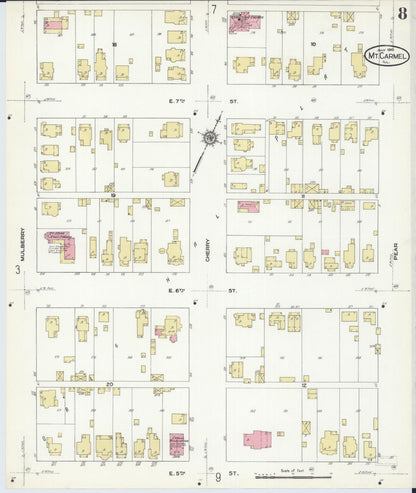 Sanborn Fire Insurance Map from Mount Carmel, Wabash County, Illinois (1910), Sheet #0008 - Complete Map Set gallery image, historic Sanborn map, vintage wall art, Illinois Illinois