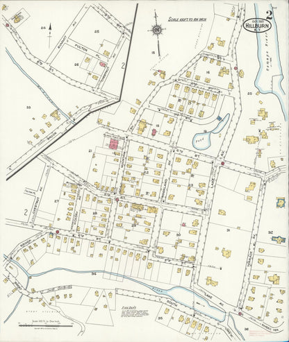 Sanborn Fire Insurance Map from Hillburn, Rockland County, New York (1921), Sheet #0002 - Complete Map Set gallery image, historic Sanborn map, vintage wall art, New York New York
