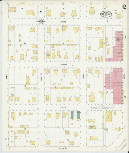 Sanborn Fire Insurance Map from Rector, Clay County, Arkansas (1908), Sheet #0002 - Complete Map Set gallery image, historic Sanborn map, vintage wall art, Arkansas Arkansas