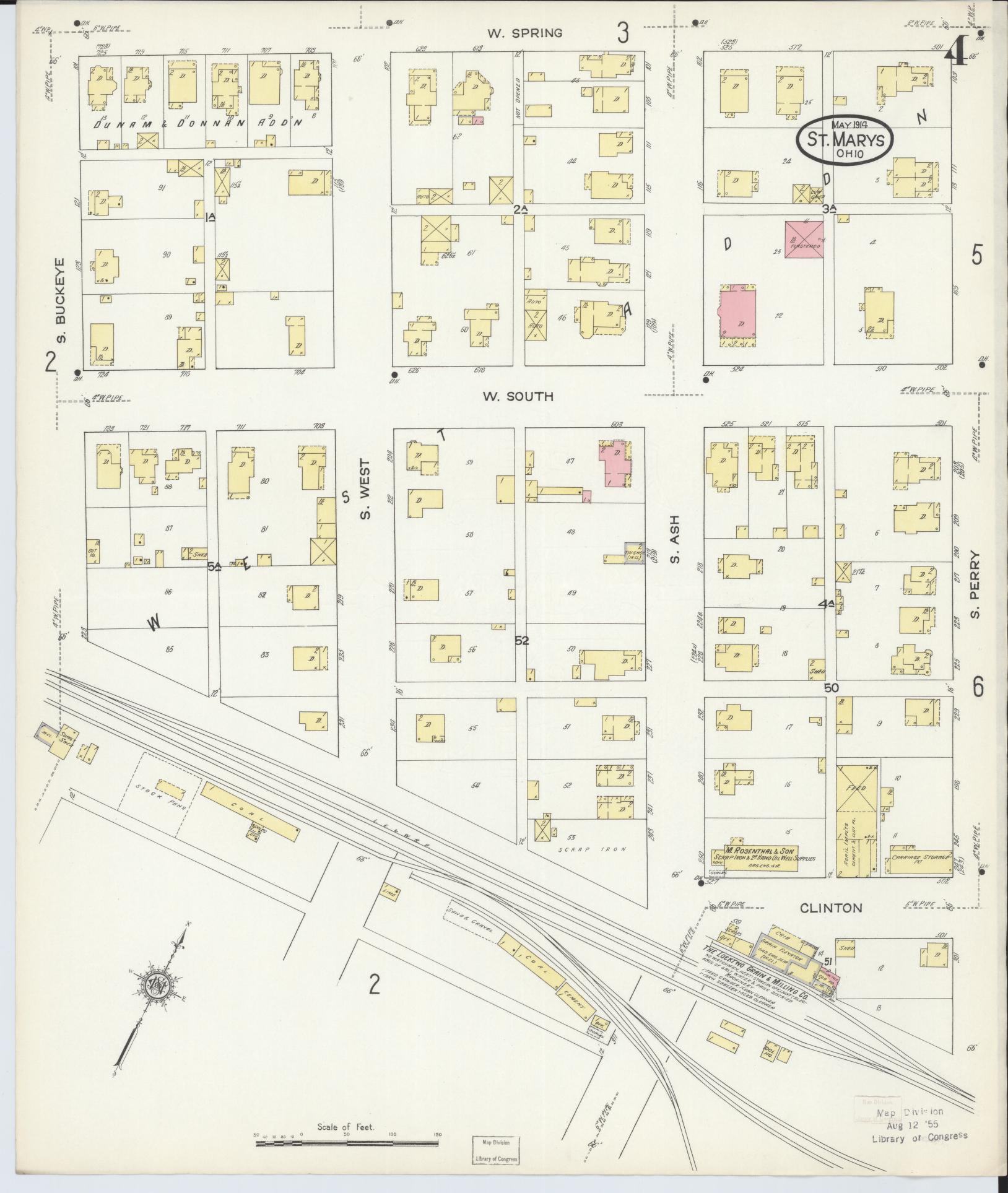 Sanborn Fire Insurance Map from Saint Marys, Auglaize County, Ohio (1914), Sheet #0004 - Complete Map Set gallery image, historic Sanborn map, vintage wall art, Ohio Ohio
