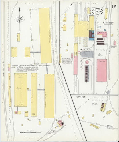 Sanborn Fire Insurance Map from Dover, Morris County, New Jersey (1900), Sheet #0016 - Historic Sanborn Fire Insurance Map Print, vintage old map wall art, antique decor, genealogy gift, New Jersey New Jersey map