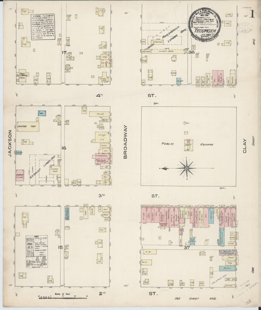 Sanborn Fire Insurance Map from Tecumseh, Johnson County, Nebraska (1885), Sheet #0001 - Historic Sanborn Fire Insurance Map Print, vintage old map wall art, antique decor, genealogy gift, Nebraska Nebraska map