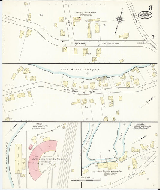 Sanborn Fire Insurance Map from Newport, Orleans County, Vermont (1913), Sheet #0008 - Historic Sanborn Fire Insurance Map Print, vintage old map wall art, antique decor, genealogy gift, Vermont Vermont map