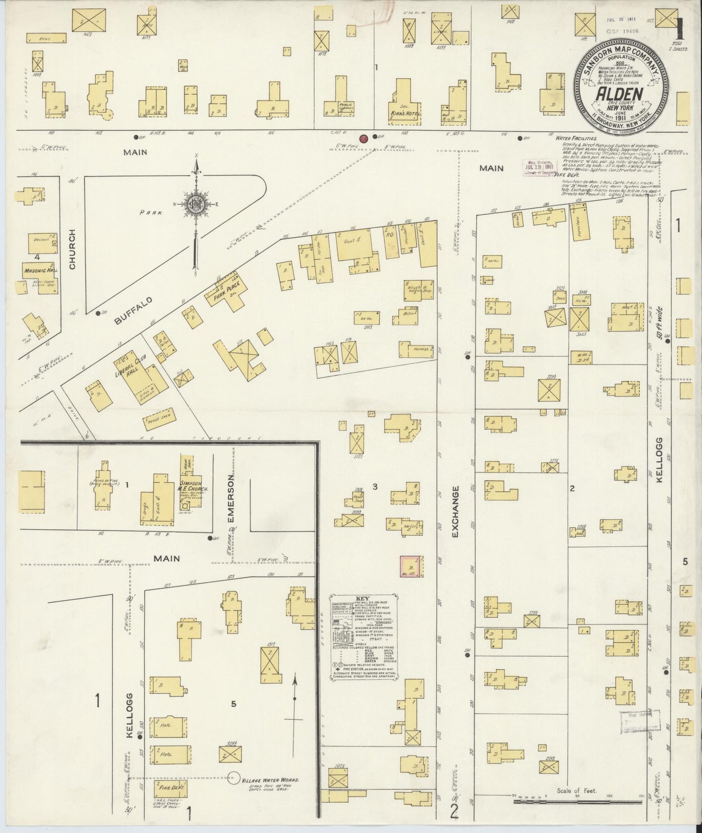 Sanborn Fire Insurance Map from Alden, Erie County, New York. (1911) – Historic Sanborn Fire Insurance Map Print