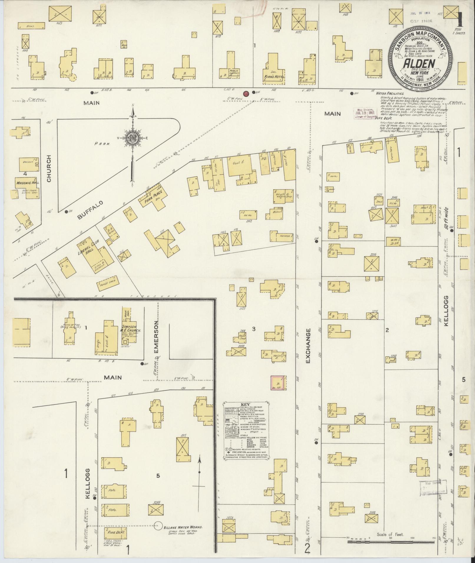 Sanborn Fire Insurance Map from Alden, Erie County, New York. (1911) – Historic Sanborn Fire Insurance Map Print