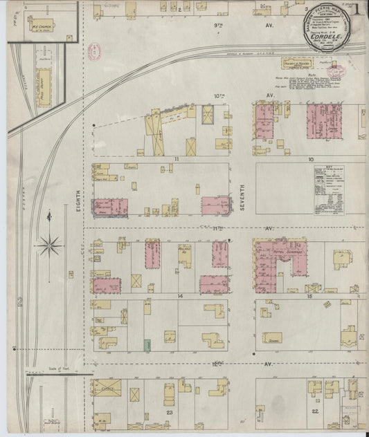 Sanborn Fire Insurance Map from Cordele, Crisp County, Georgia (1895), Sheet #0001 - Complete Map Set gallery image, historic Sanborn map, vintage wall art, Georgia Georgia