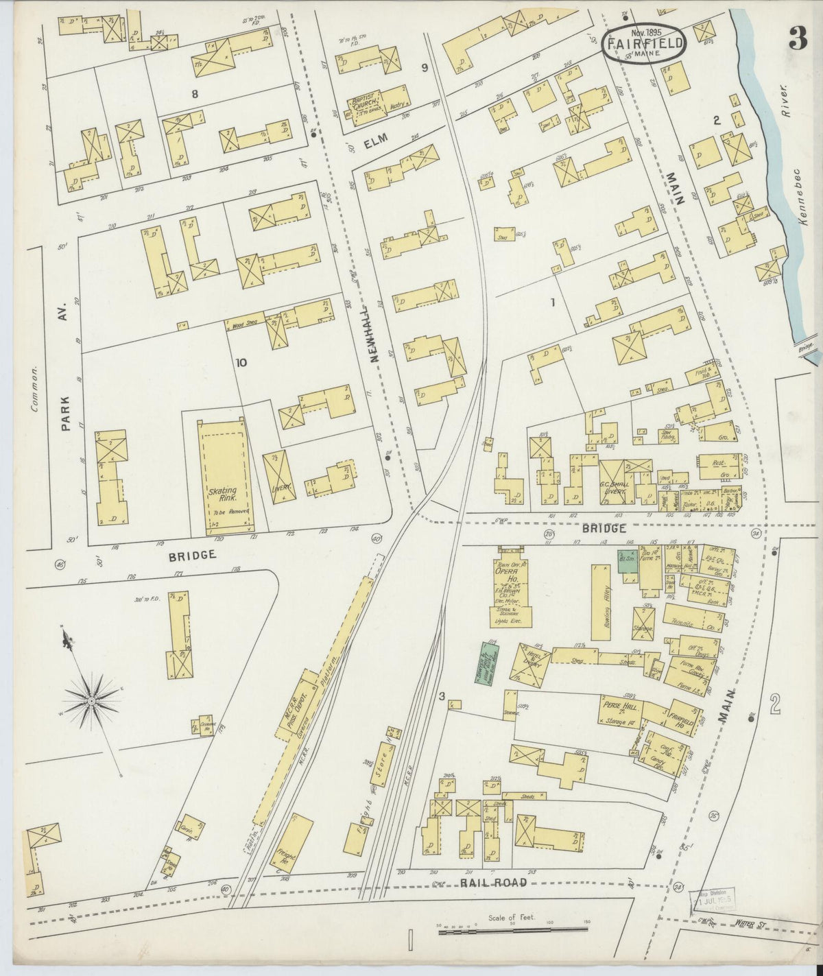 Sanborn Fire Insurance Map from Fairfield, Somerset County, Maine (1895), Sheet #0003 - Complete Map Set gallery image, historic Sanborn map, vintage wall art, Maine Maine