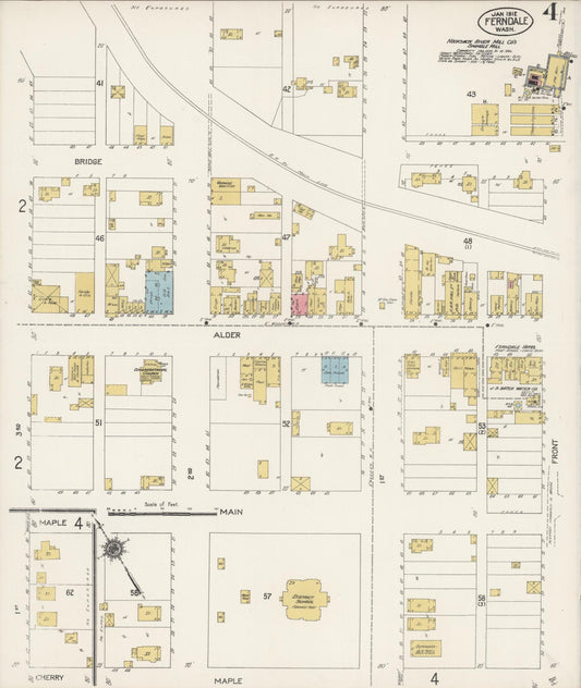Sanborn Fire Insurance Map from Ferndale, Whatcom County, Washington (1912), Sheet #0004 - Historic Sanborn Fire Insurance Map Print, vintage old map wall art, antique decor, genealogy gift, Washington Washington map