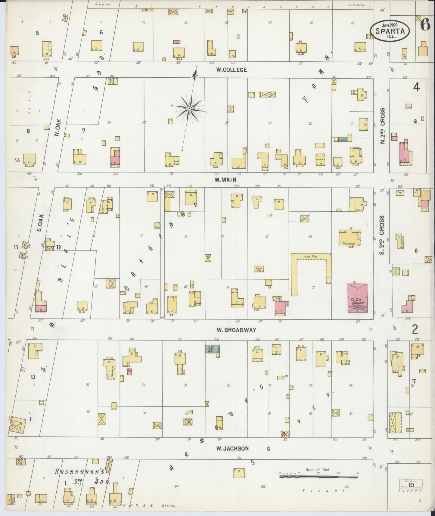 Sanborn Fire Insurance Map from Sparta, Randolph County, Illinois (1900), Sheet #0006 - Complete Map Set gallery image, historic Sanborn map, vintage wall art, Illinois Illinois