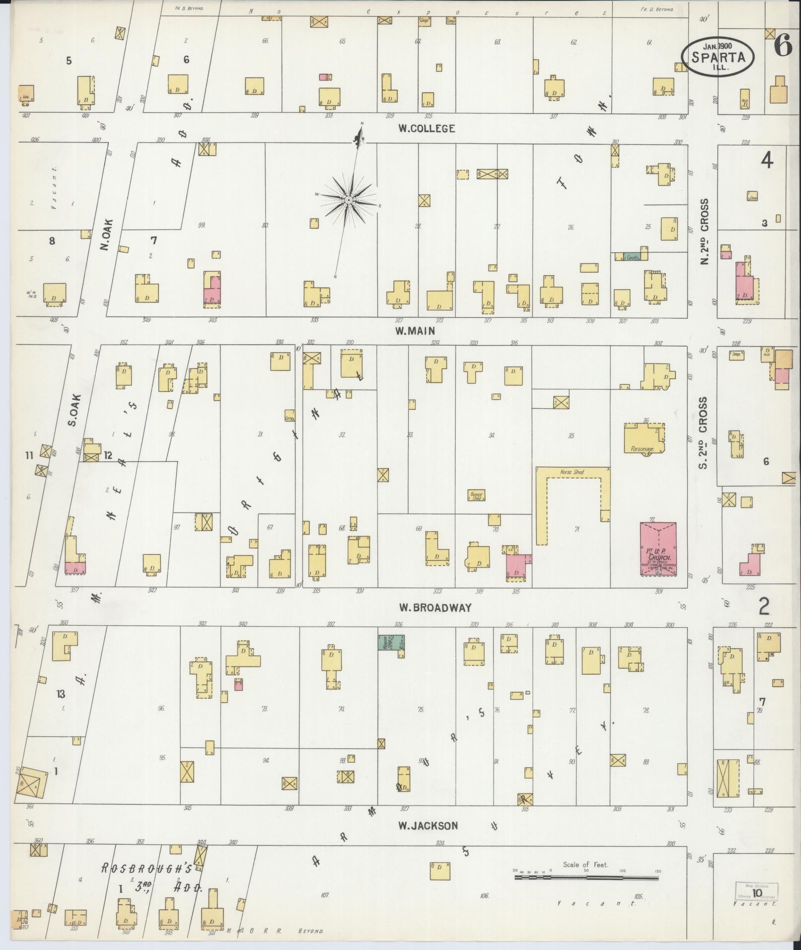 Sanborn Fire Insurance Map from Sparta, Randolph County, Illinois (1900), Sheet #0006 - Complete Map Set gallery image, historic Sanborn map, vintage wall art, Illinois Illinois