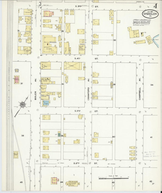 Sanborn Fire Insurance Map from Spangler, Cambria County, Pennsylvania (1910), Sheet #0004 - Historic Sanborn Fire Insurance Map Print, vintage old map wall art, antique decor, genealogy gift, Pennsylvania Pennsylvania map