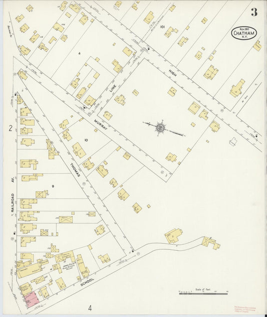 Sanborn Fire Insurance Map from Chatham, Columbia County, New York (1910), Sheet #0003 - Historic Sanborn Fire Insurance Map Print, vintage old map wall art, antique decor, genealogy gift, New York New York map