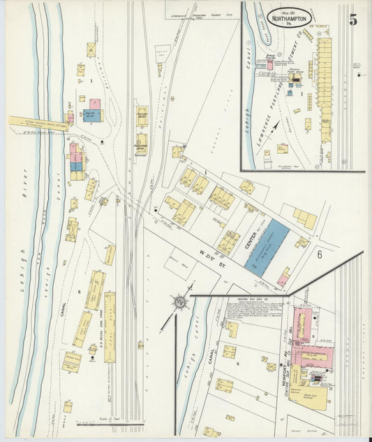 Sanborn Fire Insurance Map from Northampton, Northampton County, Pennsylvania (1911), Sheet #0005 - Historic Sanborn Fire Insurance Map Print, vintage old map wall art, antique decor, genealogy gift, Pennsylvania Pennsylvania map
