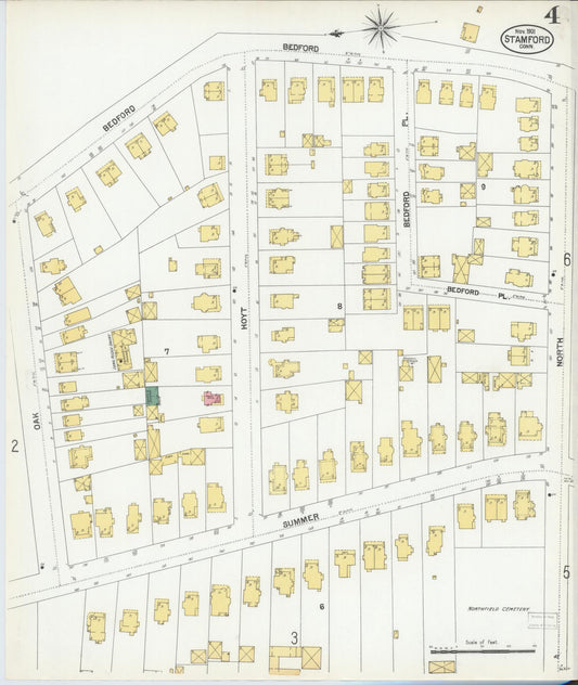 Sanborn Fire Insurance Map from Stamford, Fairfield County, Connecticut (1901), Sheet #0004 - Historic Sanborn Fire Insurance Map Print, vintage old map wall art, antique decor, genealogy gift, Connecticut Connecticut map