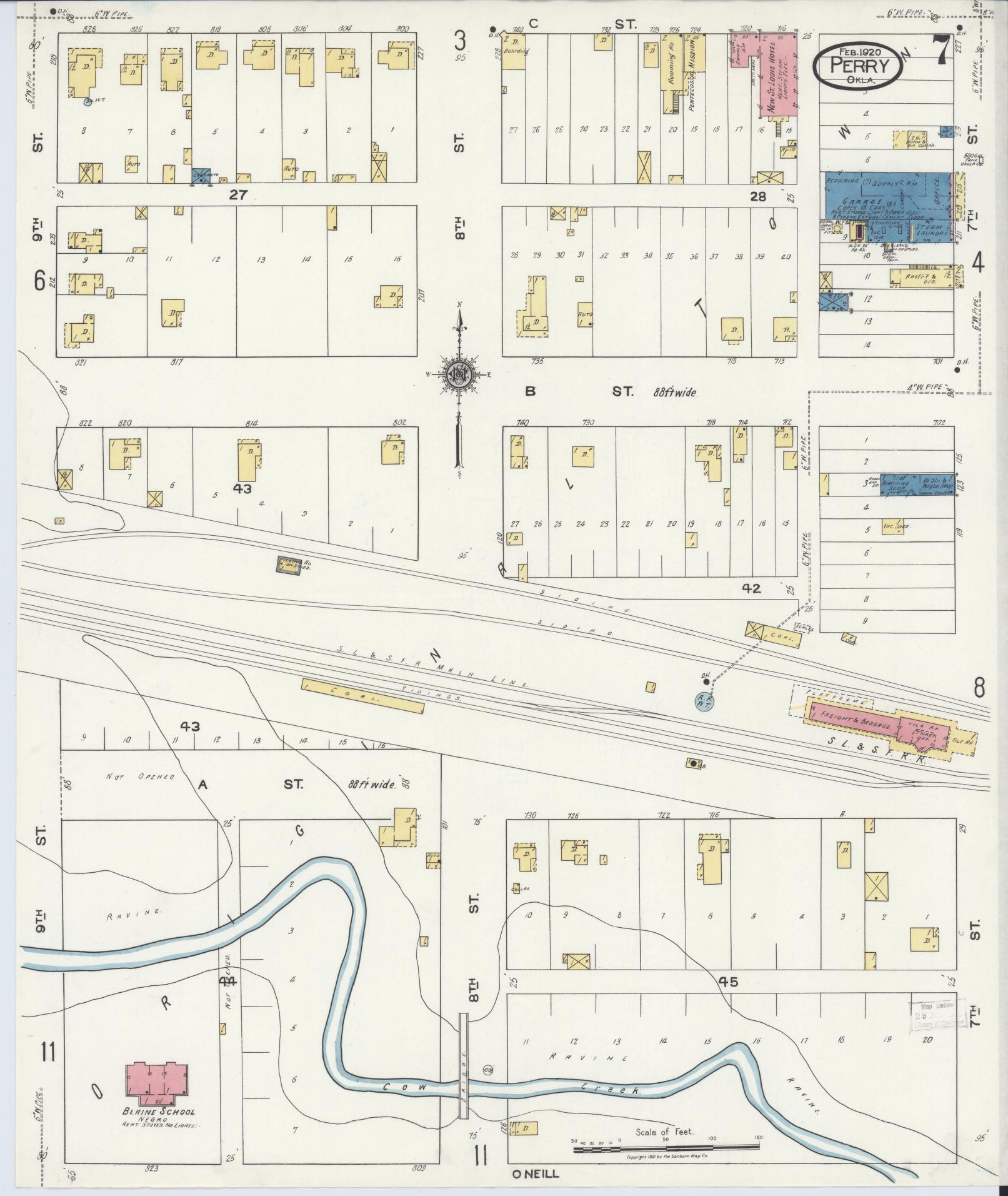 Sanborn Fire Insurance Map from Perry, Noble County, Oklahoma (1920), Sheet #0007 - Complete Map Set gallery image, historic Sanborn map, vintage wall art, Oklahoma Oklahoma