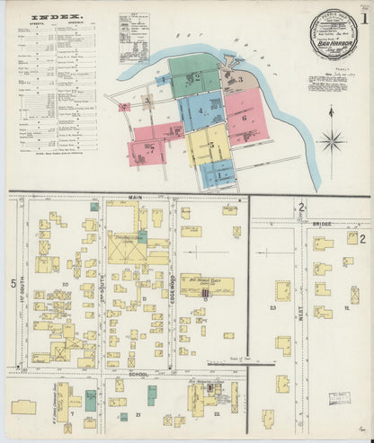 Sanborn Fire Insurance Map from Bar Harbor, Hancock County, Maine (1897), Sheet #0001 - Complete Map Set gallery image, historic Sanborn map, vintage wall art, Maine Maine