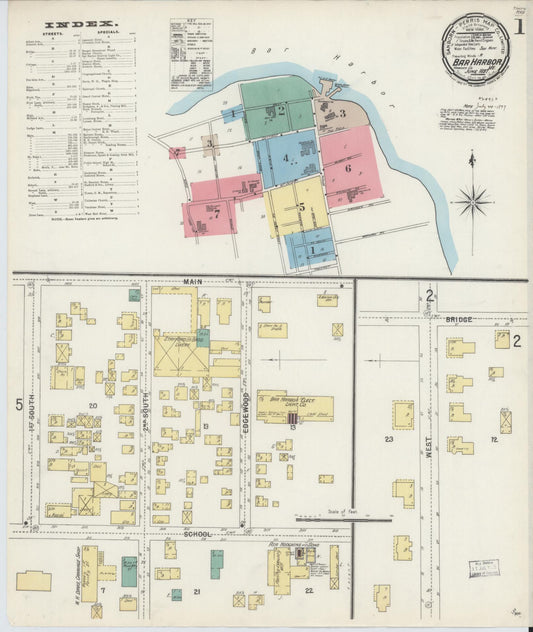 Sanborn Fire Insurance Map from Bar Harbor, Hancock County, Maine (1897), Sheet #0001 - Complete Map Set gallery image, historic Sanborn map, vintage wall art, Maine Maine