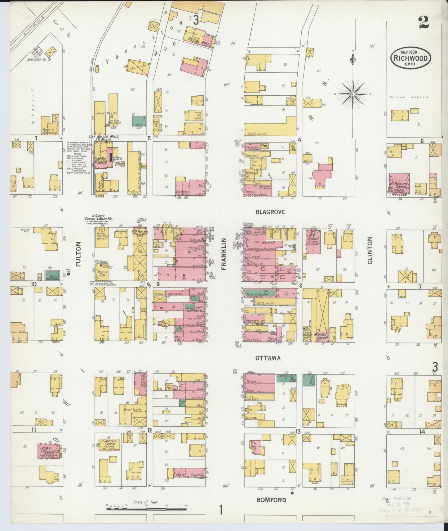 Sanborn Fire Insurance Map from Richwood, Union County, Ohio (1900), Sheet #0002 - Complete Map Set gallery image, historic Sanborn map, vintage wall art, Ohio Ohio