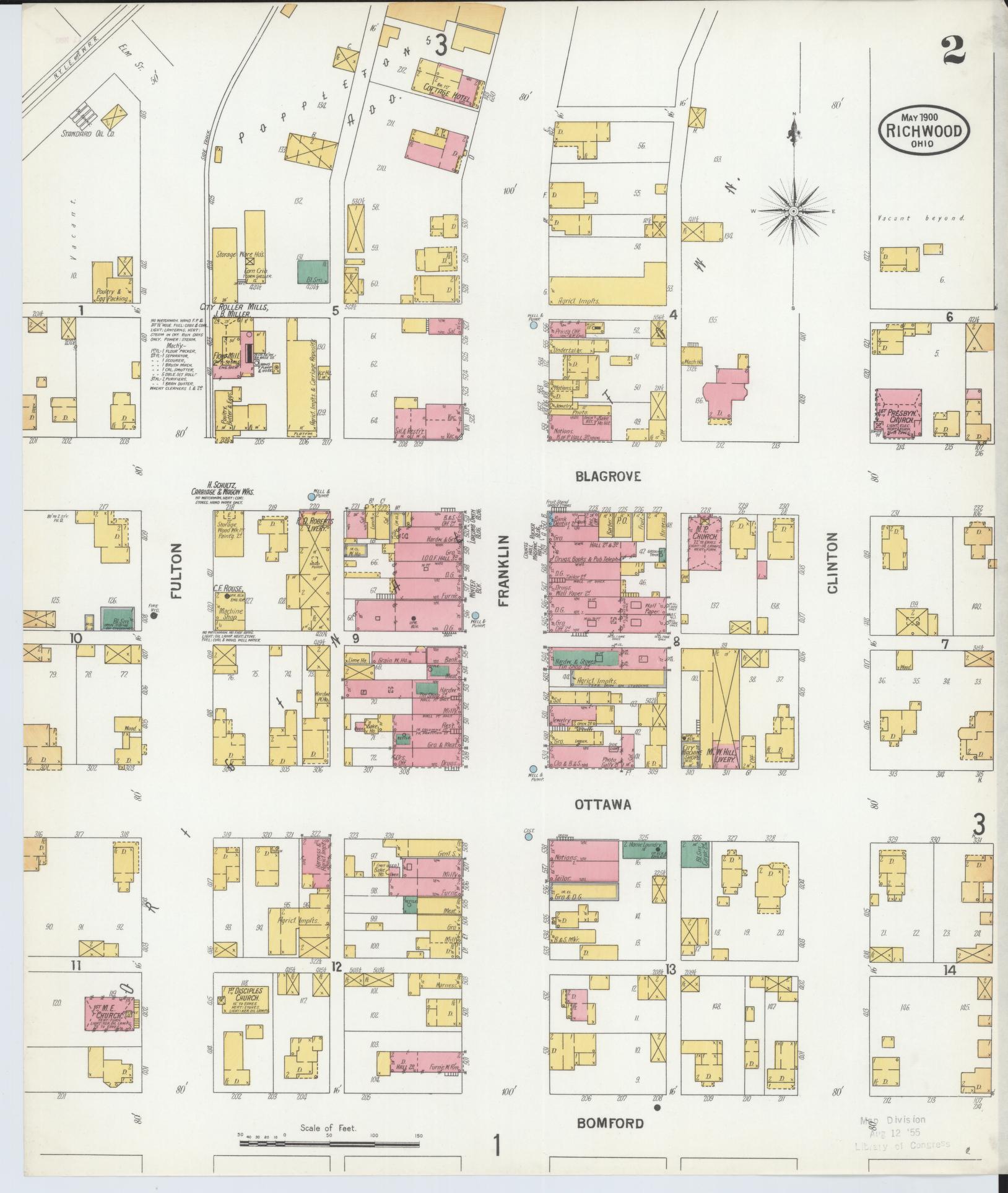 Sanborn Fire Insurance Map from Richwood, Union County, Ohio (1900), Sheet #0002 - Complete Map Set gallery image, historic Sanborn map, vintage wall art, Ohio Ohio