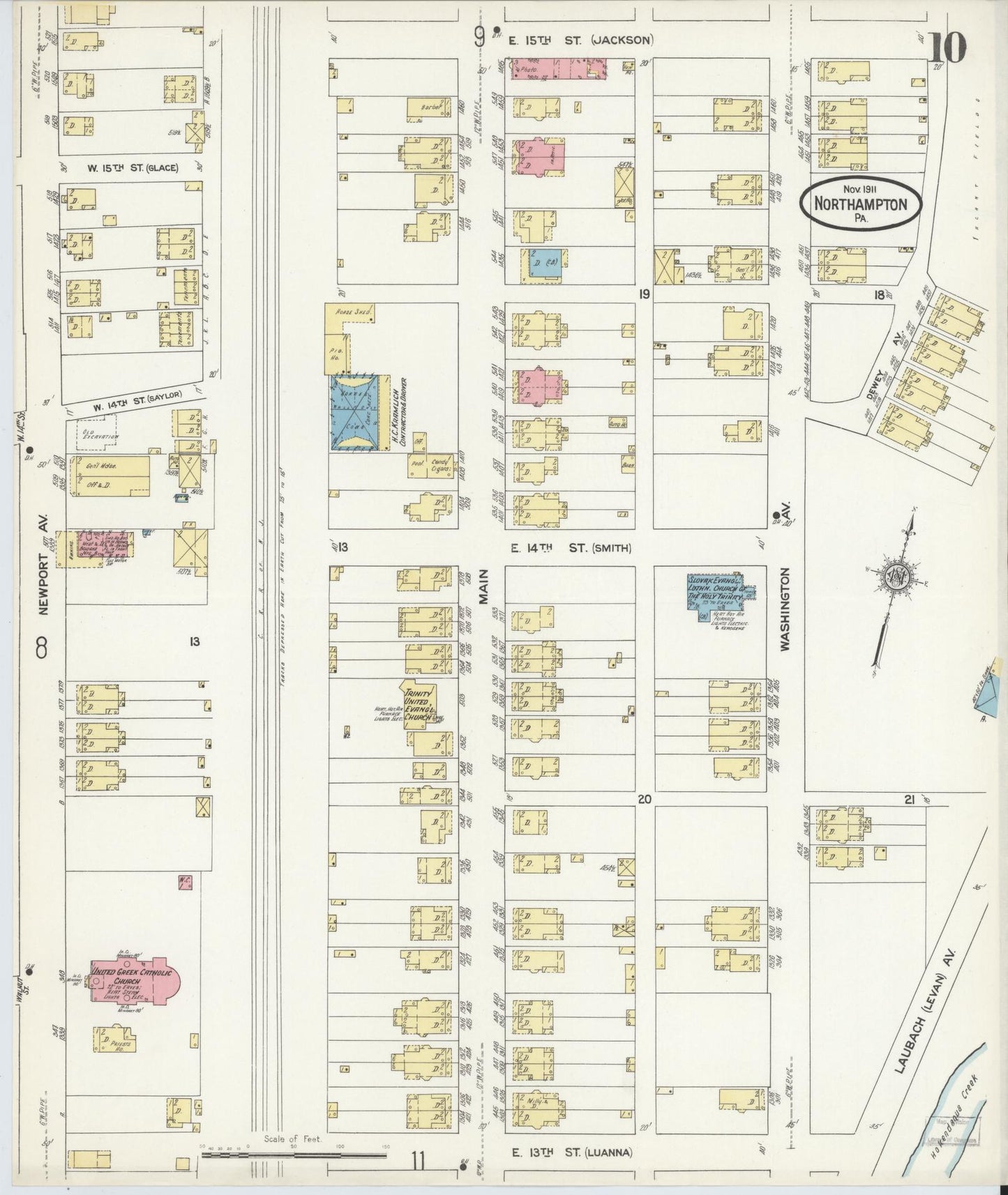 Sanborn Fire Insurance Map from Northampton, Northampton County, Pennsylvania (1911), Sheet #0010 - Complete Map Set gallery image, historic Sanborn map, vintage wall art, Pennsylvania Pennsylvania
