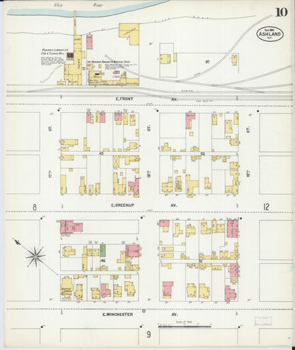 Sanborn Fire Insurance Map from Ashland, Boyd County, Kentucky (1901), Sheet #0010 - Complete Map Set gallery image, historic Sanborn map, vintage wall art, Kentucky Kentucky