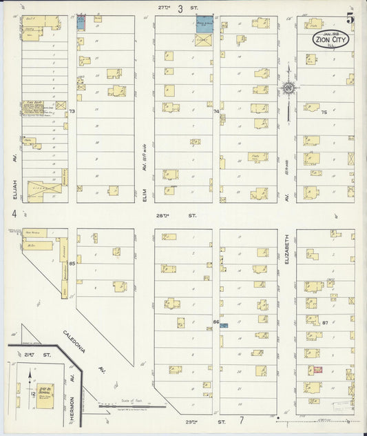 Sanborn Fire Insurance Map from Zion, Lake County, Illinois (1918), Sheet #0005 - Historic Sanborn Fire Insurance Map Print, vintage old map wall art, antique decor, genealogy gift, Illinois Illinois map