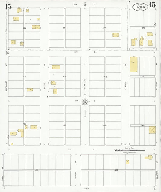 Sanborn Fire Insurance Map from Bandon, Coos County, Oregon (1925), Sheet #0015 - Historic Sanborn Fire Insurance Map Print, vintage old map wall art, antique decor, genealogy gift, Oregon Oregon map