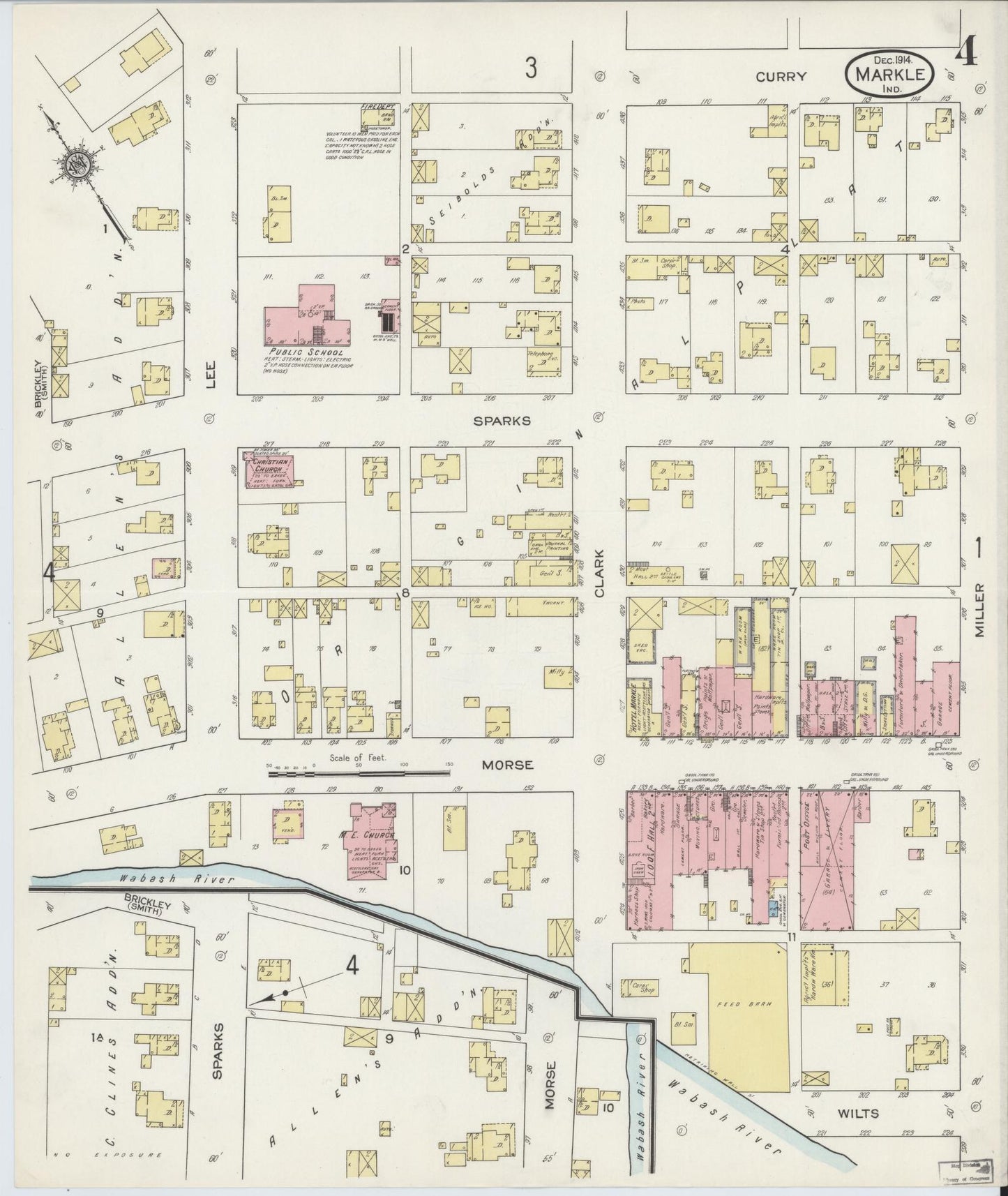 Sanborn Fire Insurance Map from Markle, Huntington County, Indiana (1914), Sheet #0004 - Complete Map Set gallery image, historic Sanborn map, vintage wall art, Indiana Indiana