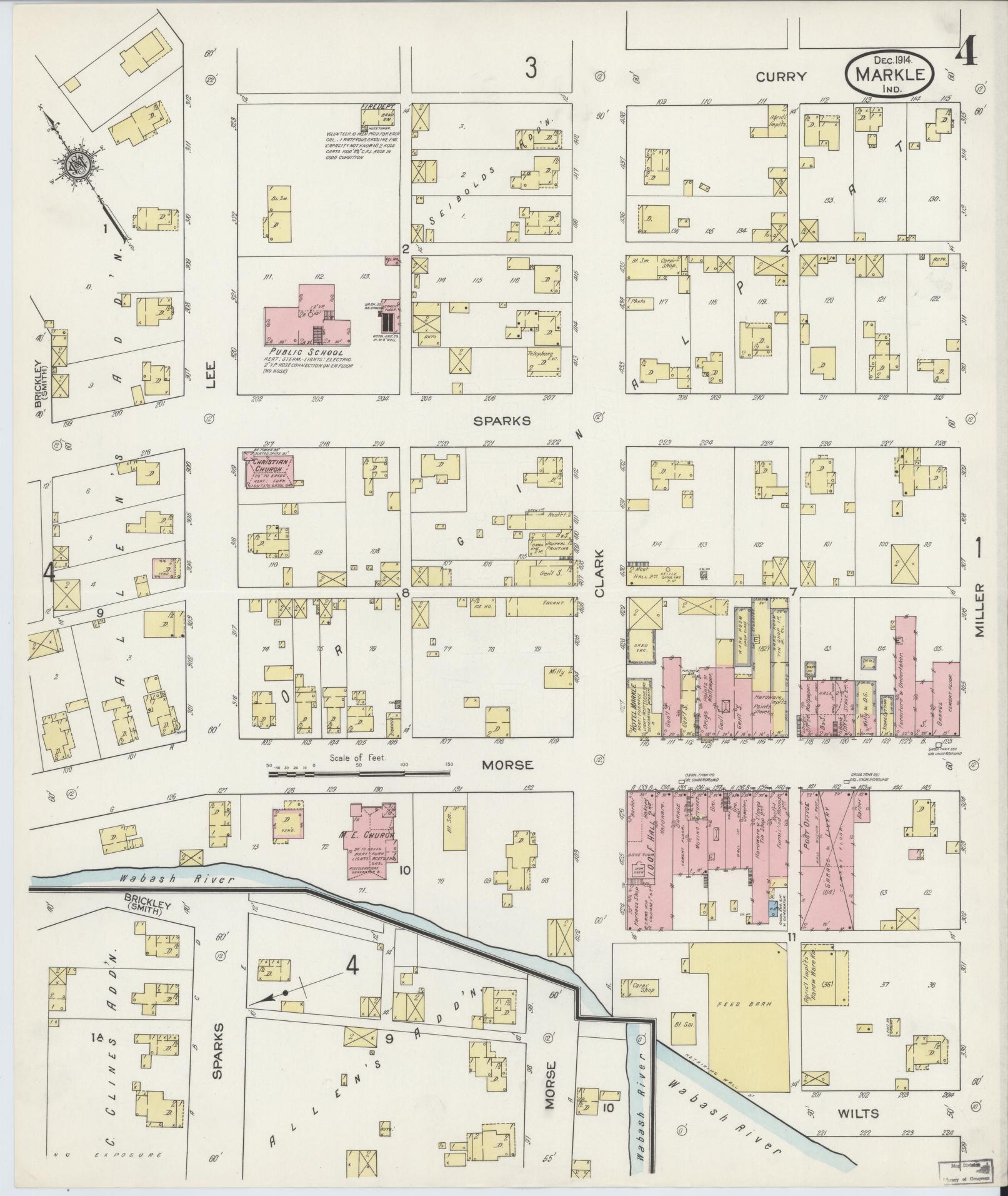 Sanborn Fire Insurance Map from Markle, Huntington County, Indiana (1914), Sheet #0004 - Complete Map Set gallery image, historic Sanborn map, vintage wall art, Indiana Indiana