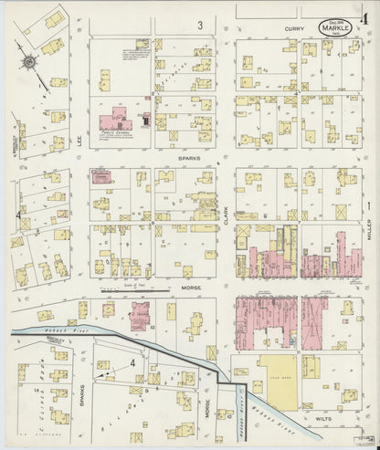 Sanborn Fire Insurance Map from Markle, Huntington County, Indiana (1914), Sheet #0004 - Complete Map Set gallery image, historic Sanborn map, vintage wall art, Indiana Indiana