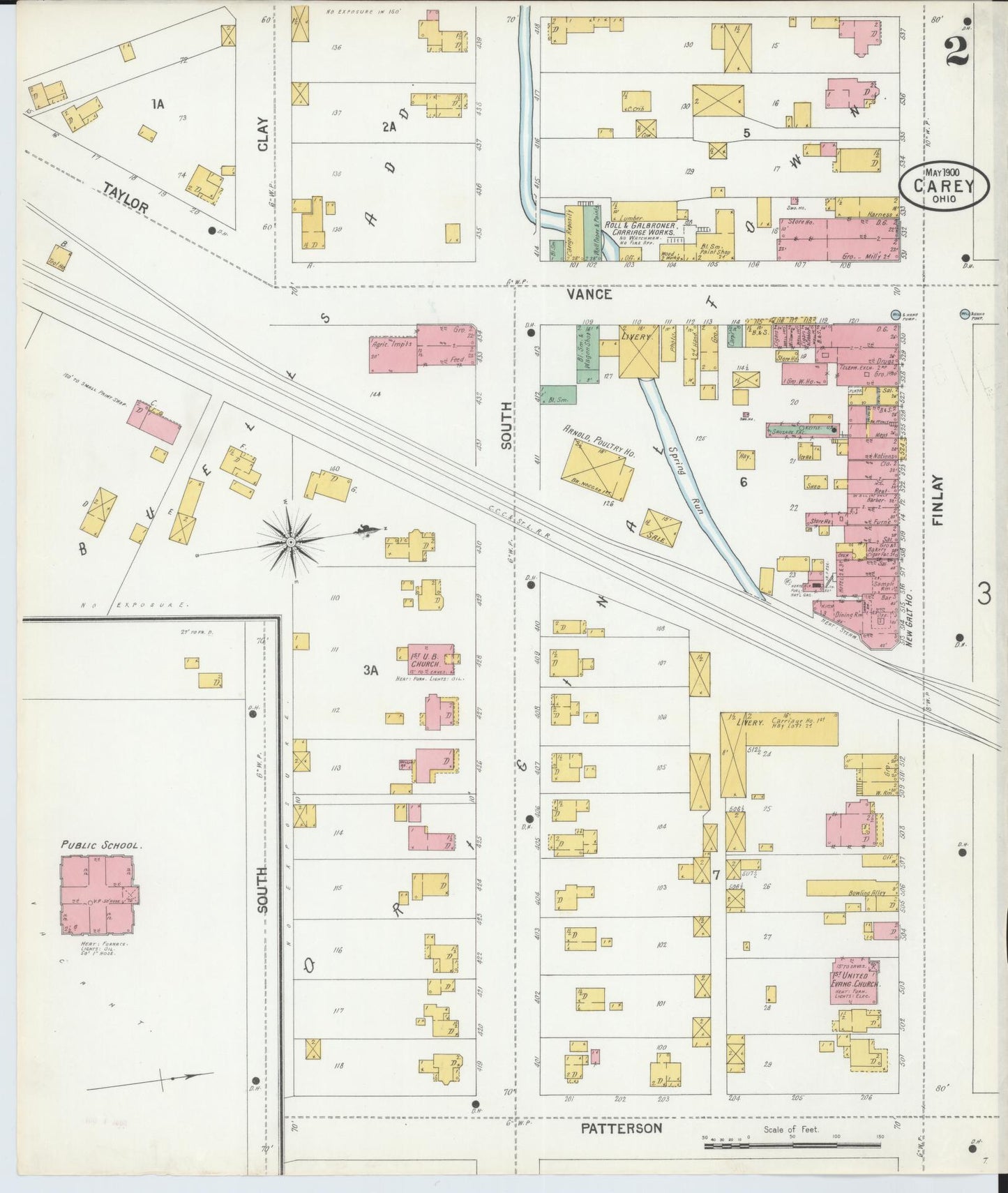 Sanborn Fire Insurance Map from Carey, Wyandot County, Ohio (1900), Sheet #0002 - Complete Map Set gallery image, historic Sanborn map, vintage wall art, Ohio Ohio