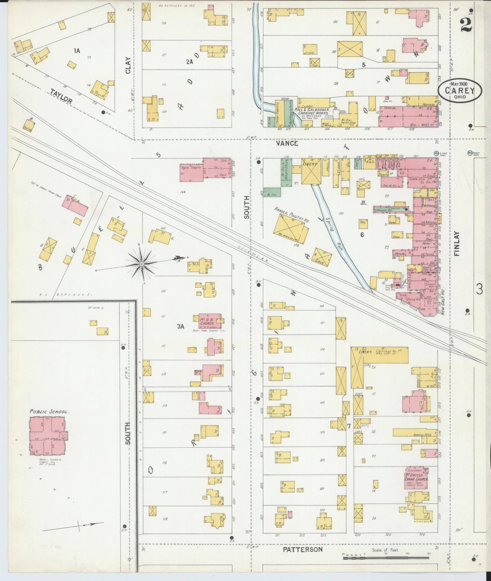 Sanborn Fire Insurance Map from Carey, Wyandot County, Ohio (1900), Sheet #0002 - Complete Map Set gallery image, historic Sanborn map, vintage wall art, Ohio Ohio