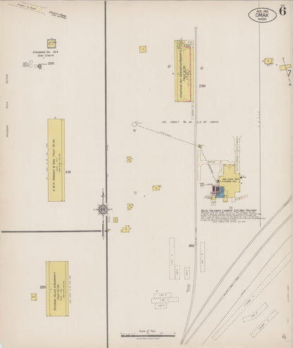 Sanborn Fire Insurance Map from Omak, Okanogan County, Washington (1922), Sheet #0006 - Complete Map Set gallery image, historic Sanborn map, vintage wall art, Washington Washington