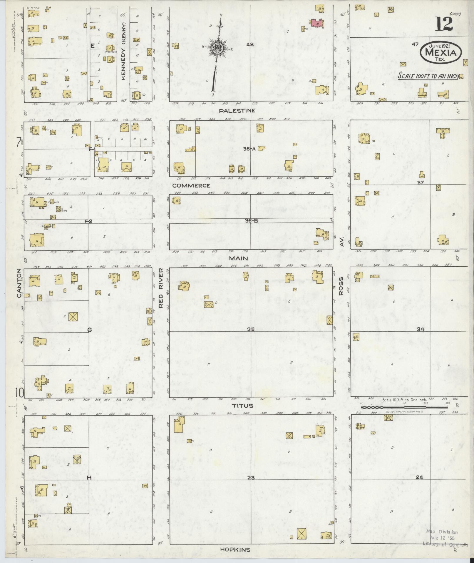 Sanborn Fire Insurance Map from Mexia, Limestone County, Texas (1921), Sheet #0012 - Complete Map Set gallery image, historic Sanborn map, vintage wall art, Texas Texas