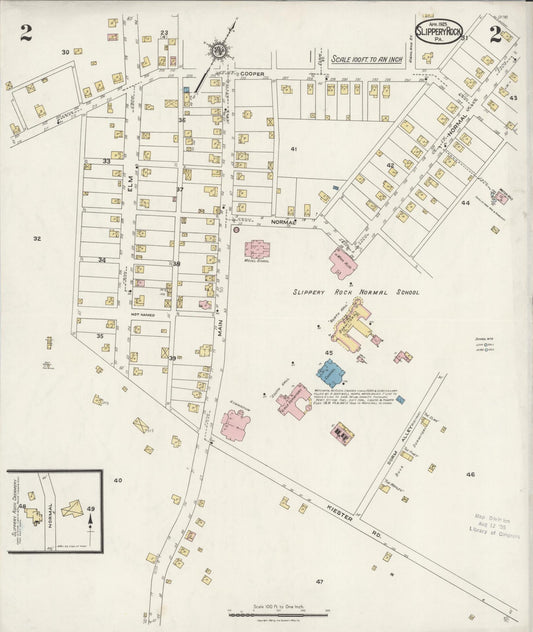 Sanborn Fire Insurance Map from Slippery Rock, Butler County, Pennsylvania (1925), Sheet #0002 - Historic Sanborn Fire Insurance Map Print, vintage old map wall art, antique decor, genealogy gift, Pennsylvania Pennsylvania map