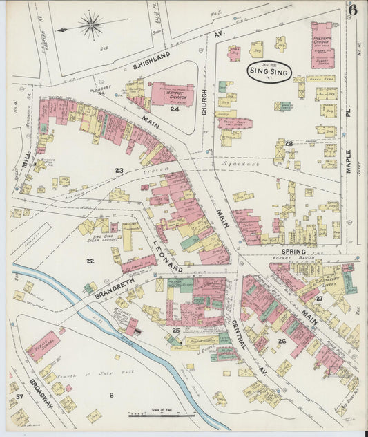 Sanborn Fire Insurance Map from Sing Sing, Westchester County, New York (1891), Sheet #0006 - Historic Sanborn Fire Insurance Map Print, vintage old map wall art, antique decor, genealogy gift, New York New York map